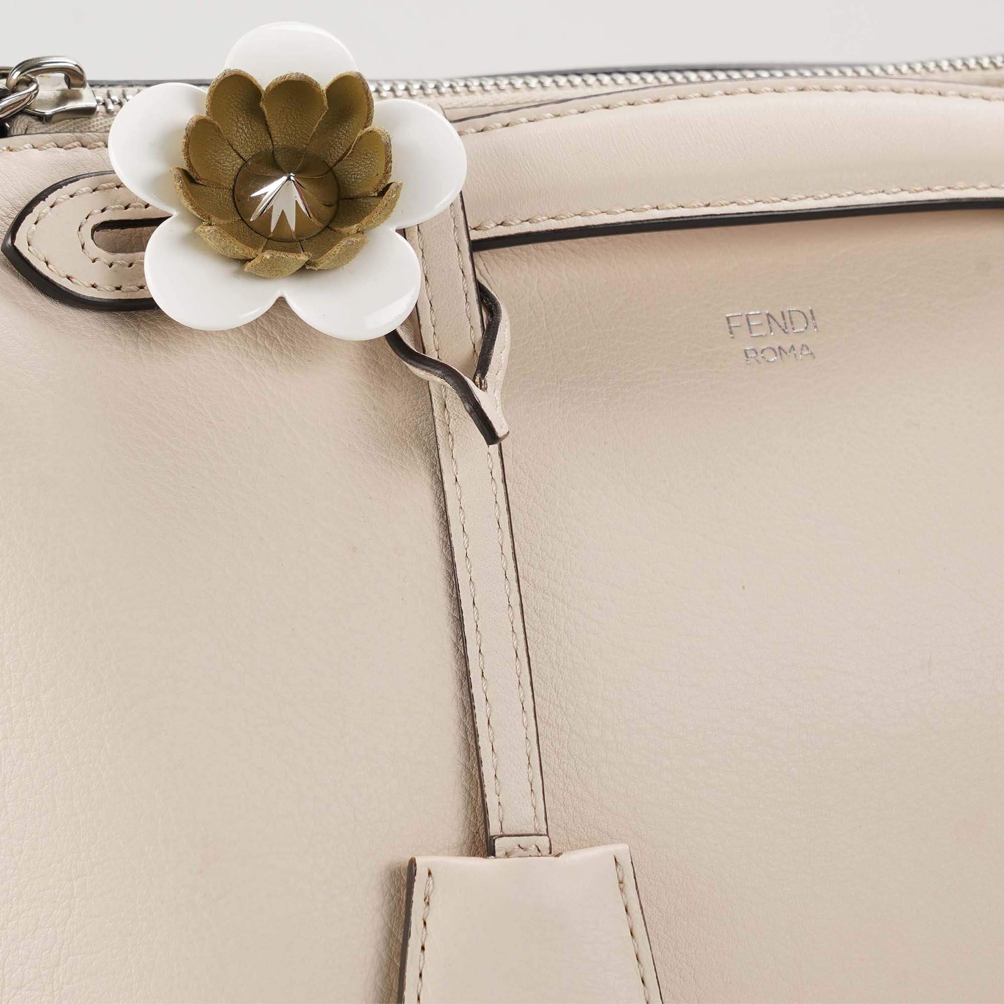 Fendi - Nude Leather Flowerland By The Way Boston Bag 